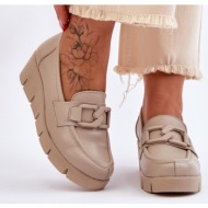 leather wedge moccasins beige felicity