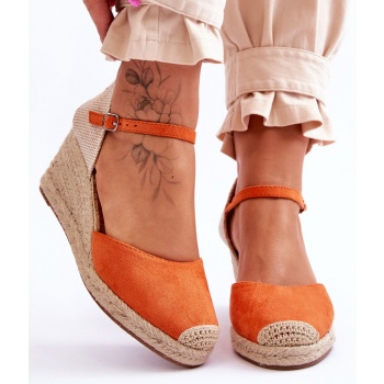 suede espadrilles wedge sandals orange σε προσφορά