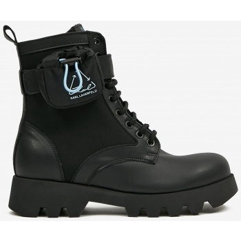 black women`s leather ankle boots karl σε προσφορά