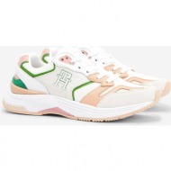  pink-white women`s leather sneakers tommy hilfiger - women