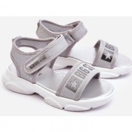  kids sandals with velcro big star ll374194 silver