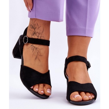 comfortable suede heeled sandals black σε προσφορά