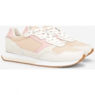  light pink women`s leather sneakers tommy hilfiger essential runner - womens