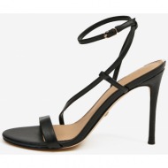  black leather heeled sandals guess kadera - ladies