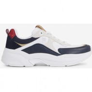  dark blue and white women`s leather sneakers tommy hilfiger elevated chunky - ladies