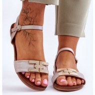  women`s leather sandals s.barski kv-5541-37 beige