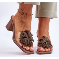  fashionable transparent high heel slippers s.barski kv-ap658-1 brown