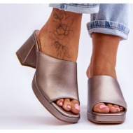  fashionable heeled slippers sergio leone kl322 dark silver