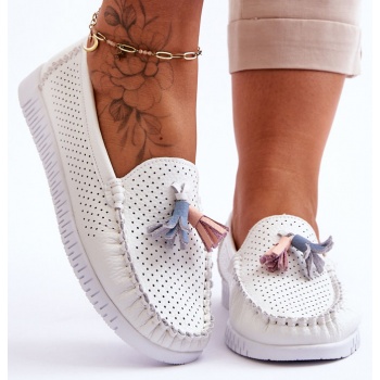 openwork leather moccasins for women