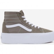  khaki womens ankle sneakers with suede details on the vans s platform - women