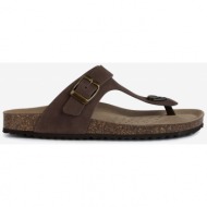  brown women`s leather flip-flops geox - women