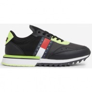  black mens leather sneakers tommy hilfiger tommy jeans cleated t - men