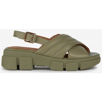 green women`s leather sandals on geox σε προσφορά