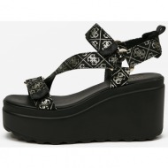  black women`s patterned wedge sandals guess ocilia - women