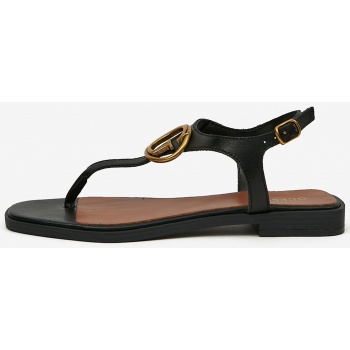 black women`s leather sandals guess