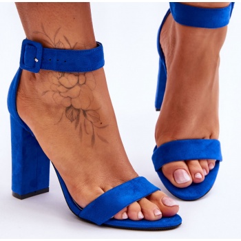 suede high heel sandals dark blue σε προσφορά