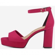  dark pink women`s heeled sandals in suede finish tamaris - ladies