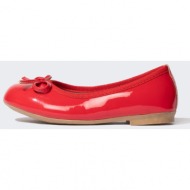  defacto girl`s flat sole red faux leather patent leather flats