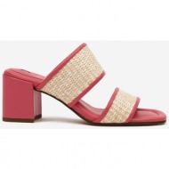  pink women`s leather heeled slippers högl marbella - ladies