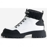  black & white desigual trekking white ankle boots - ladies