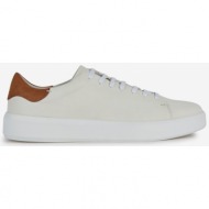  cream mens leather sneakers with suede details geox - men