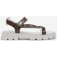 michael kors ridley white and brown patterned sandals - ladies