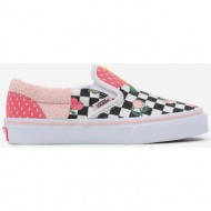  pink girl patterned slip on sneakers vans uy classic slip-on patchw - girls
