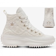 cream women`s ankle sneakers on the converse run star h platform - women