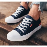  ombre men`s short sneakers with contrasting inserts - navy blue