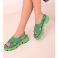  soho green suede women`s sandals 18185