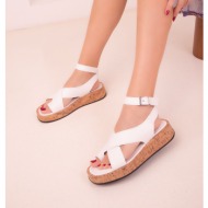  soho white women`s sandals 18205