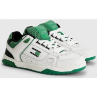  green-white mens leather sneakers tommy jeans - men