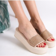  capone outfitters mules - beige - wedge