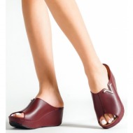  capone outfitters mules - burgundy - wedge