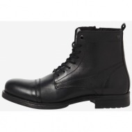  black men`s leather winter ankle boots jack & jones shaun - men