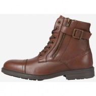  brown men`s leather winter ankle boots jack & jones holland - men