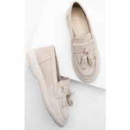 marjin loafer shoes - beige - flat