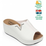  capone outfitters mules - white - wedge