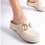  capone outfitters mules - beige - flat