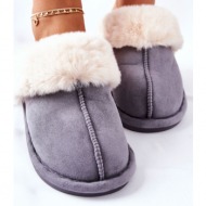  women`s slippers with fur grey pinky