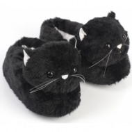  capone outfitters plush slippers - black - flat