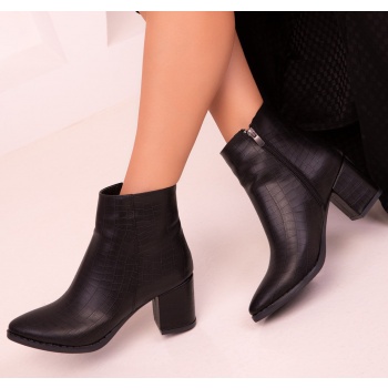 soho women`s black crocodile boots 