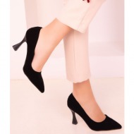  soho black suede-black women`s classic heeled shoes 16002