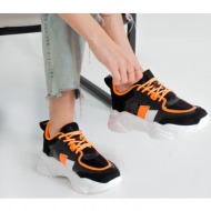  inan ayakkabı women`s black & orange sneakers with sneakers y1105.