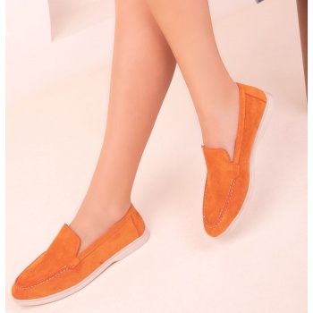 soho orange suede women`s loafers 17932