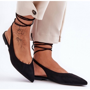 women`s suede ballerinas with bow black σε προσφορά