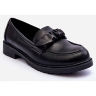  leather moccasins flat heel shoes black sbarski hy335