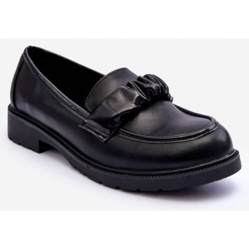 leather moccasins flat heel shoes black σε προσφορά