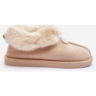  women`s slippers with fur light beige lanoze