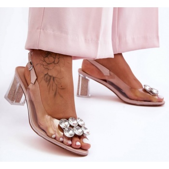 transparent heel sandal pink sbarski σε προσφορά